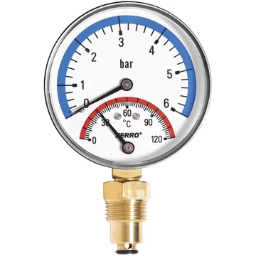 Ferro TM80R termomanométer hátsó csatlakozású 0-120 °C, 6 bar