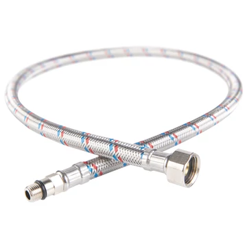 Ferro acélborítású flexibilis bekötőcső vízre 1/2" x M10x1 rövid véggel (40 cm)