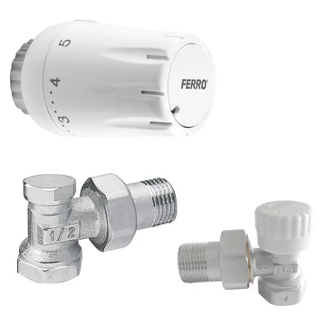 Ferro ZTM08 Sarok radiátorszelep szett termosztátfejjel 1/2"x1/2" 