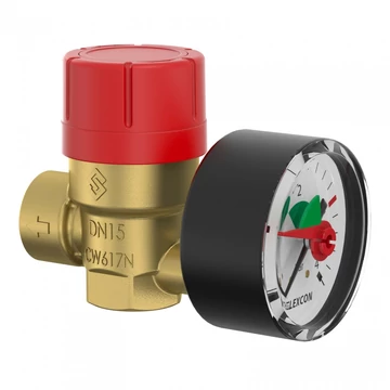 Flamco Prescomano 2,5 bar Biztonsági szelep nyomásmérővel (1/2"x3/4")