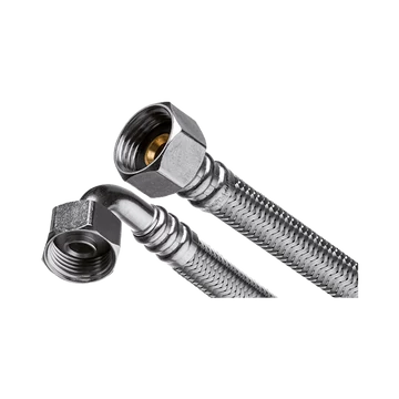 Invena acélborítású flexibilis bekötőcső vízre 1/2" x 1/2" 90°-os könyökkel BB (40 cm)