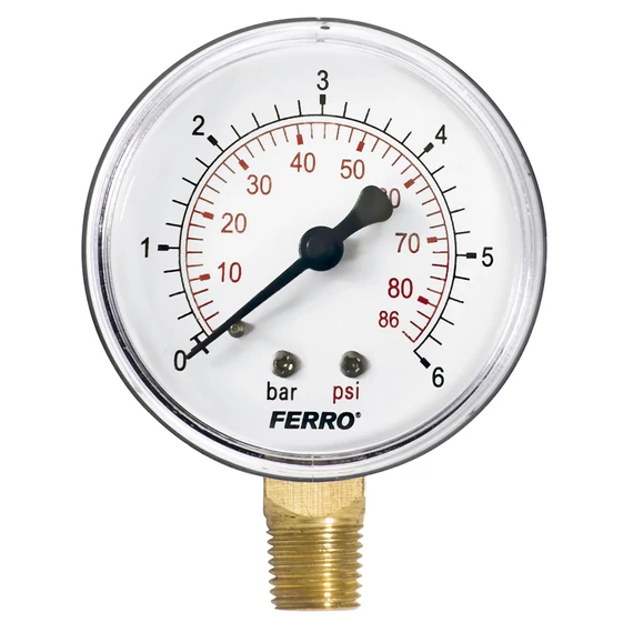 Ferro M6306R nyomásmérő alsó csatlakozású 6 bar